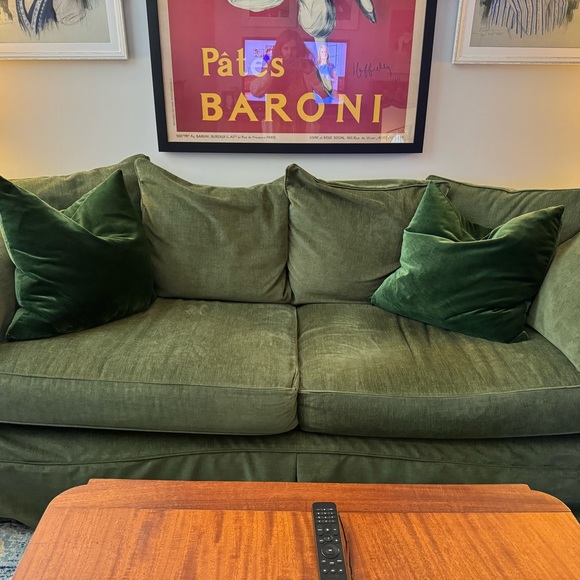 Pottery Barn Grand sofa performance everyday velvet slip cover in Chocolate. - Picture 1 of 1